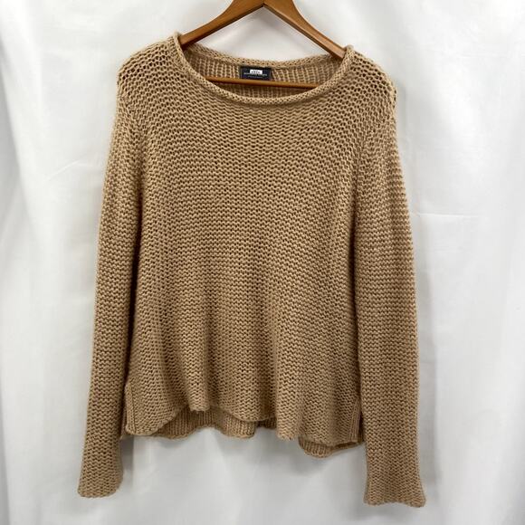 Wooden Ships Georgie Tan Chunky Knit Crew Sweater S/M - Picture 3 of 6